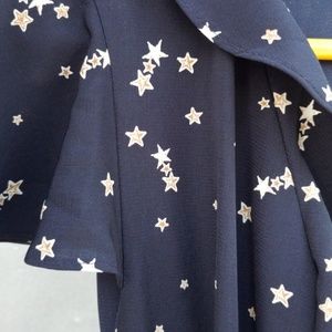 Star Dress Wrap Dress Sundress Dark Blue Gold